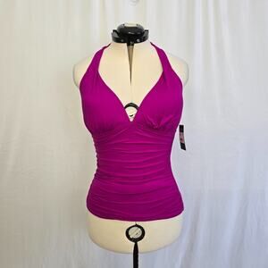 Lauren Ralph Lauren Tankini Top Women's 12 Fuchsia Pink Halter NWT